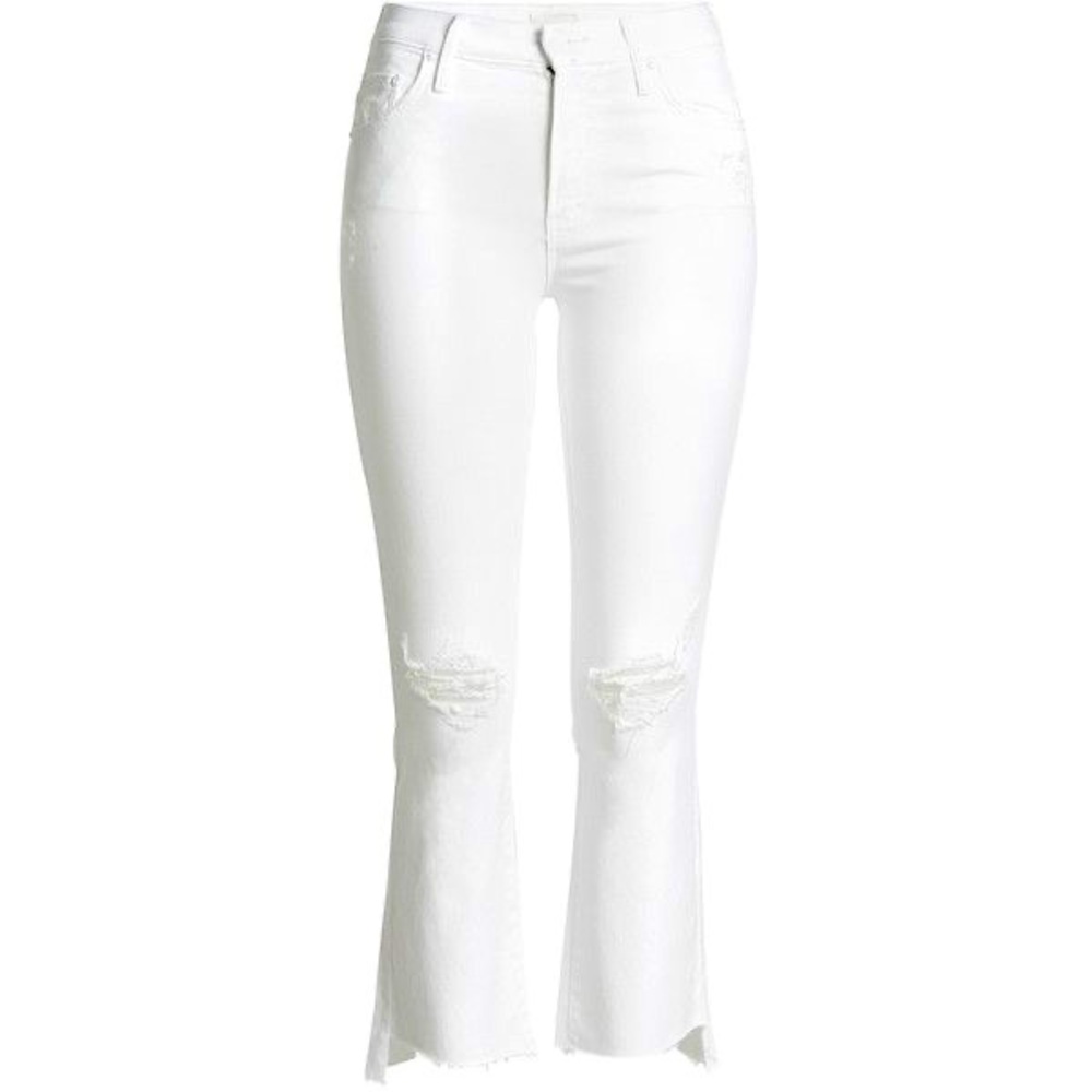 Mother white distressed mid rise jeans